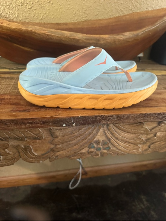 Hoka One One Shoes - HOKA one one ora recovery Women's Light Blue and Orange Women’s Thong Sandals